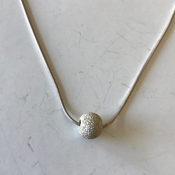 Sterling Silver Stardust Ball Pendant Sterling Chain Approx 16 Inch - Picture 3 of 7